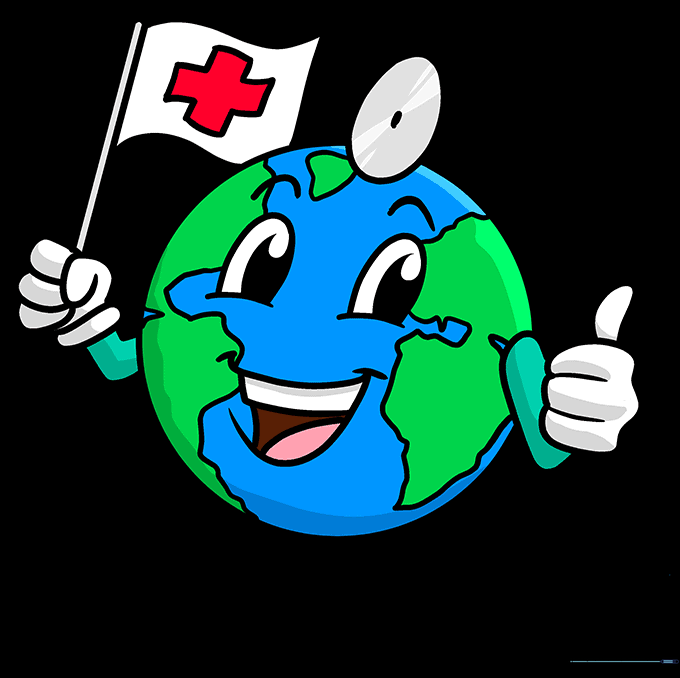 The finished, colored World Health Day illustration.