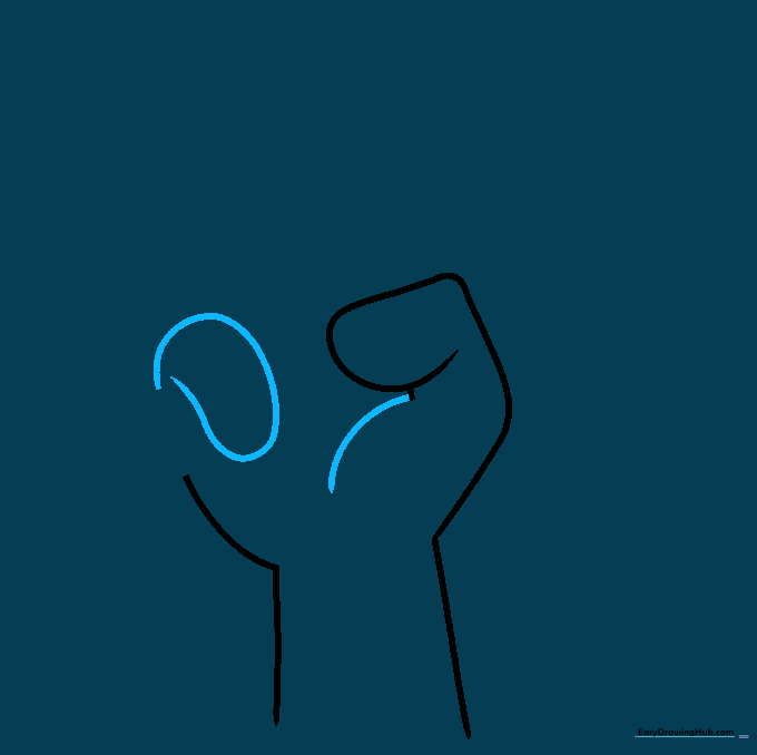 Adding the palm contour and the small pinky finger to the side of the hand.