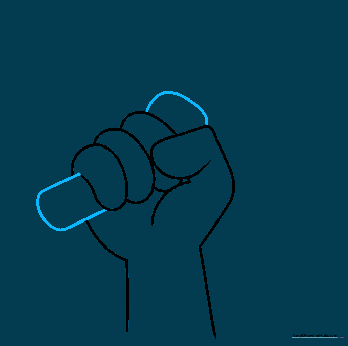 Adding the pointer finger and the base of a pencil held in the hand.