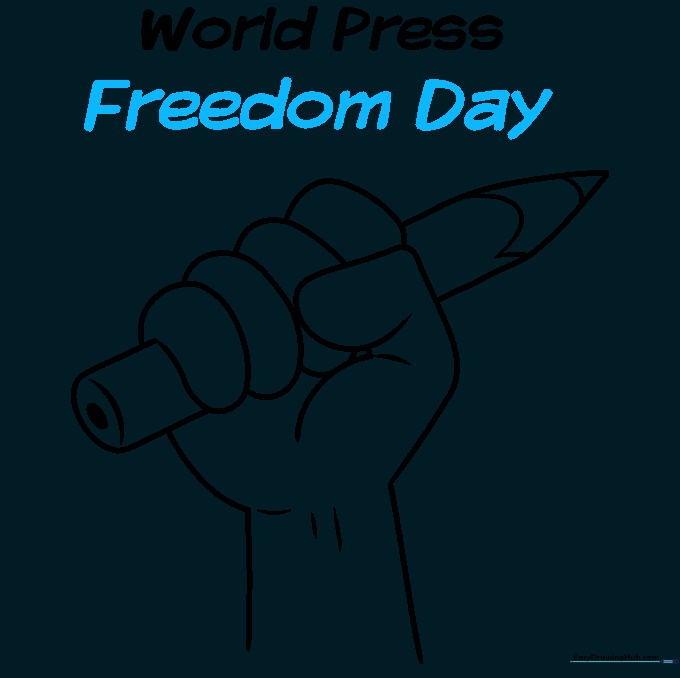 Completing the poster by adding the words Freedom Day.