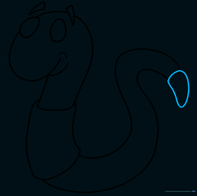 A rounded triangle shape closing off the end of the worm's body.