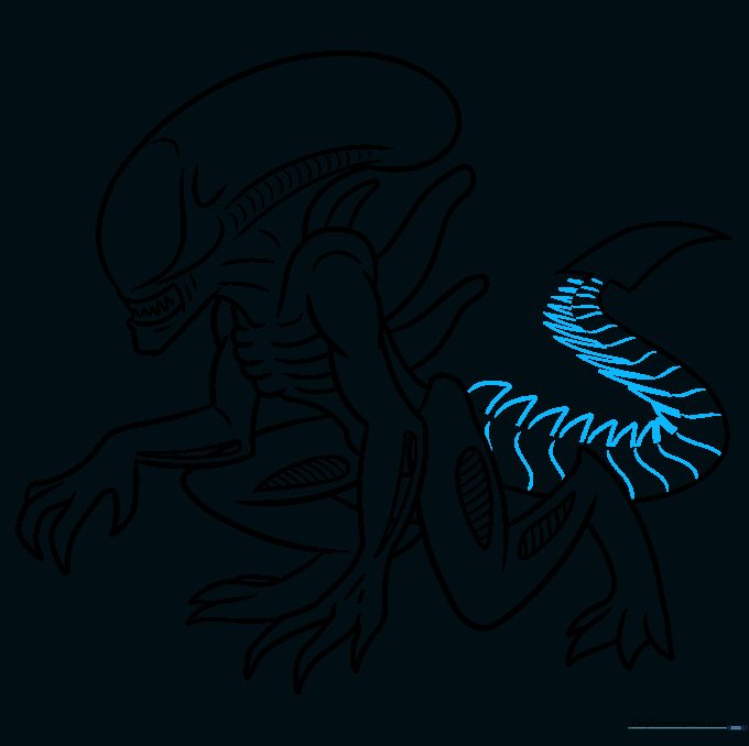 Adding spikes and texture to the Xenomorph tail for a finished look.