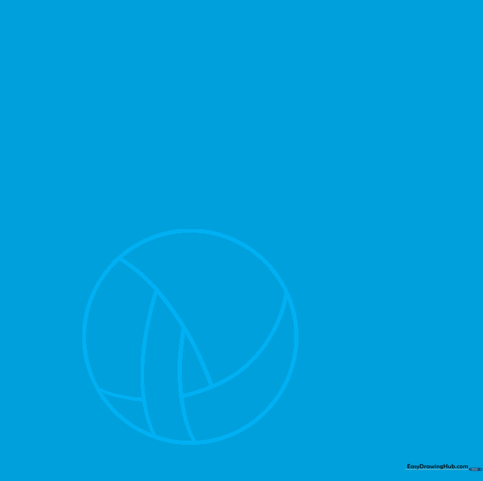 A simple, light pencil sketch of a circle representing the base of a yarn ball.