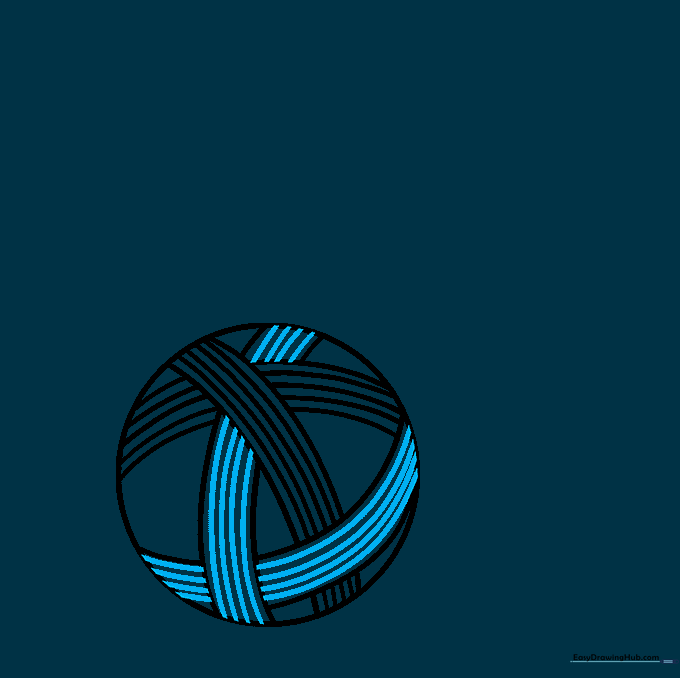 Continuing to fill the surface of the circle with more parallel yarn texture lines.