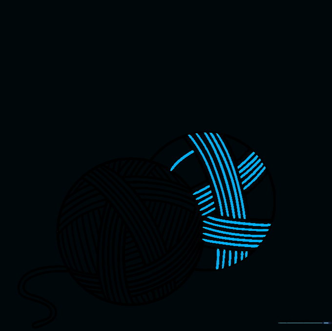 Adding texture lines to the second, smaller yarn ball.