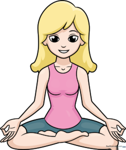 Colorful illustration of a girl practicing a yoga pose