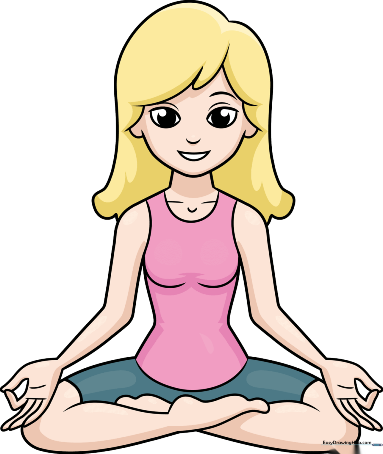 Colorful illustration of a girl practicing a yoga pose