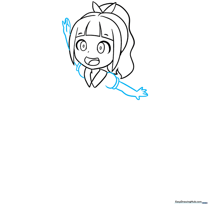 Anime girl sketch focusing on puffy sleeves and arm placement.