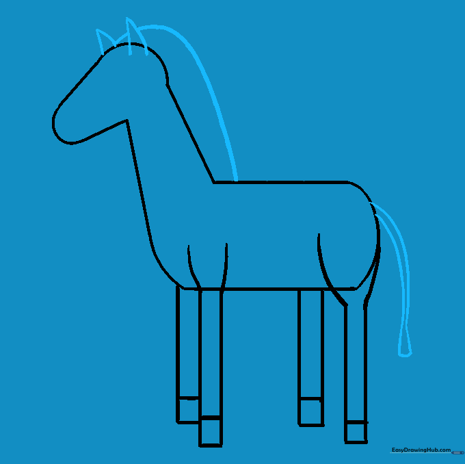 The zebra now has ears, a mane, and a tail added to its silhouette.