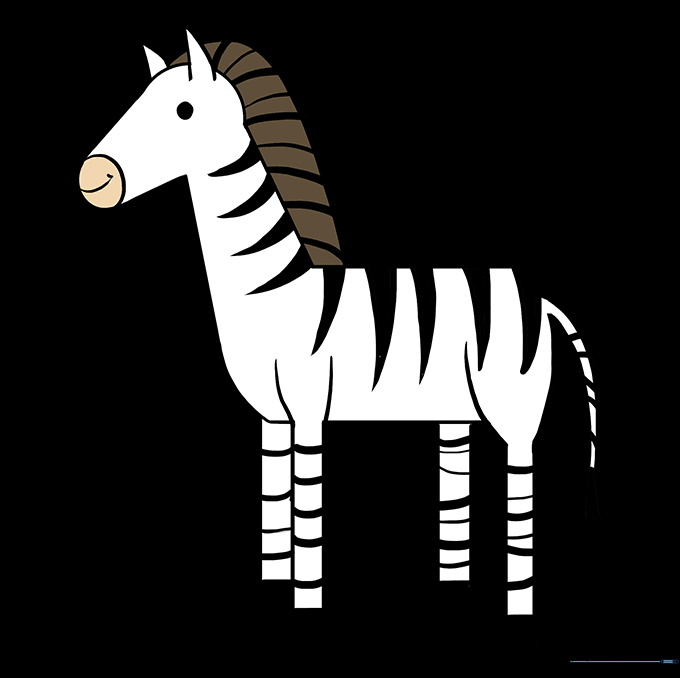 A fully colored and finished zebra drawing with distinct black stripes.