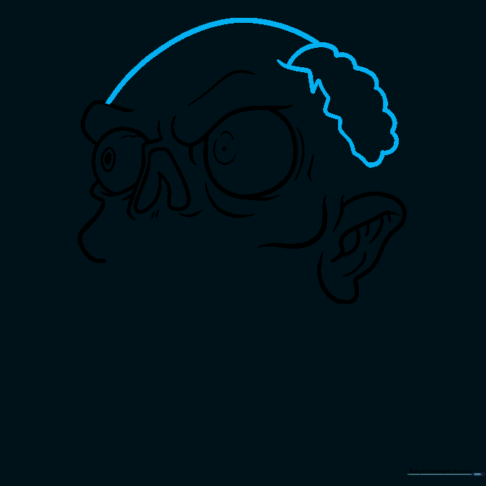Adding a dome shape and a cloud-like brain outline to the top of the zombie head.