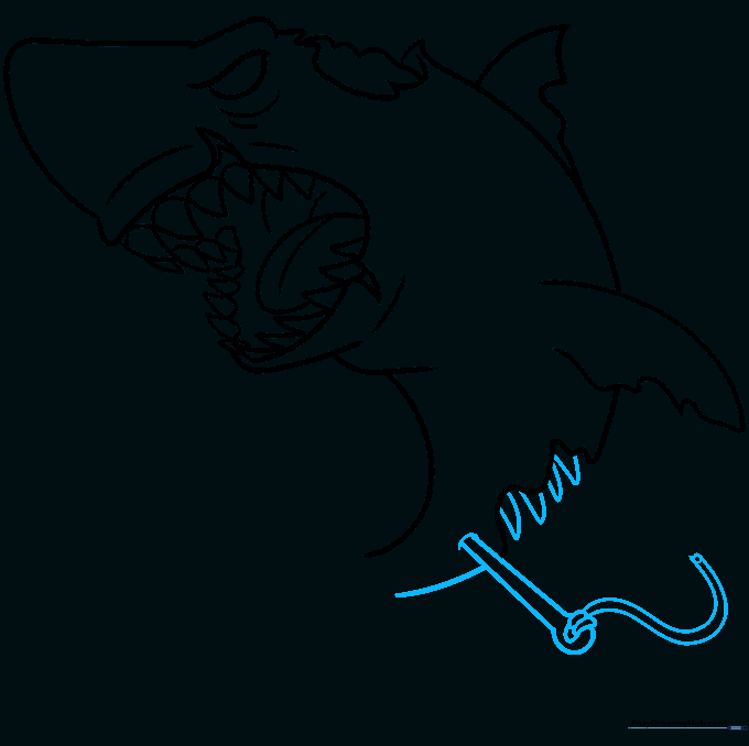 Outlining the shark's body and the start of the tail structure.