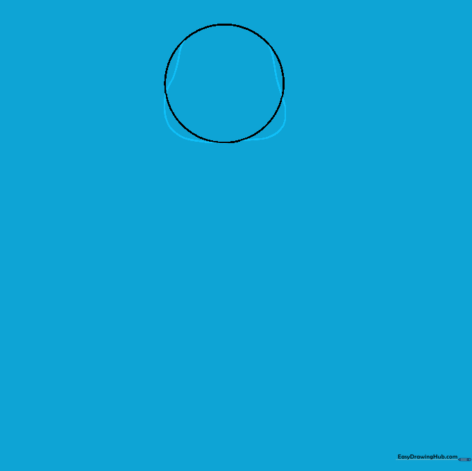 Adding a U-shaped jawline to the bottom of the head circle.
