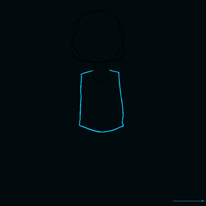 Outlining the curved torso of the zombie character.