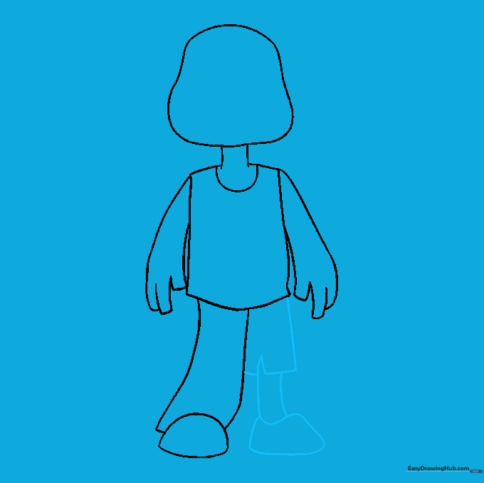 Erasing construction lines to reveal the clean outline of the zombie.