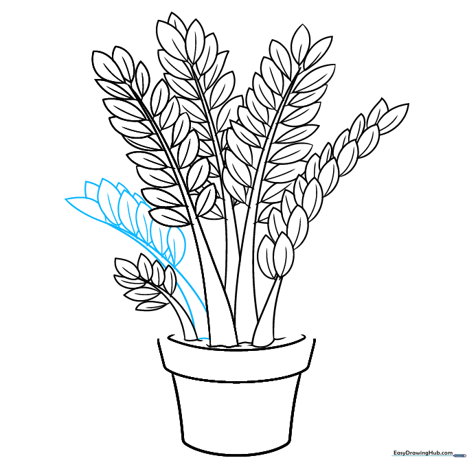 Adding a sixth stem with leaves to create a fuller, more lush appearance.