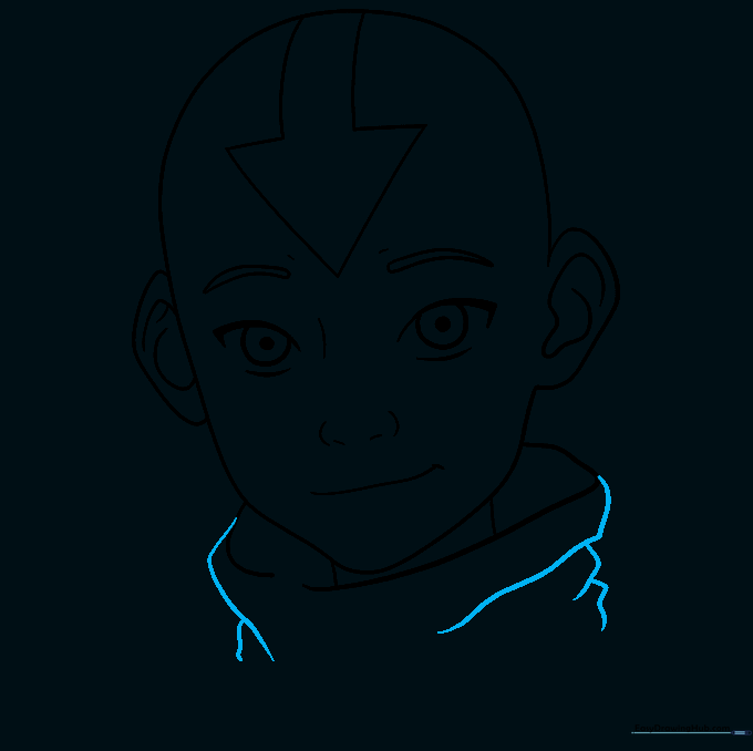 Drawing showing the fabric folds on Aang's monk robes.