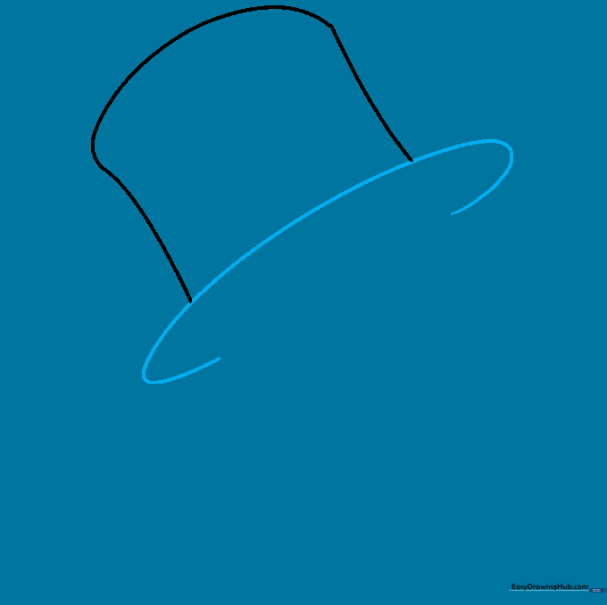 Adding the wide brim to the base of the stovepipe hat.