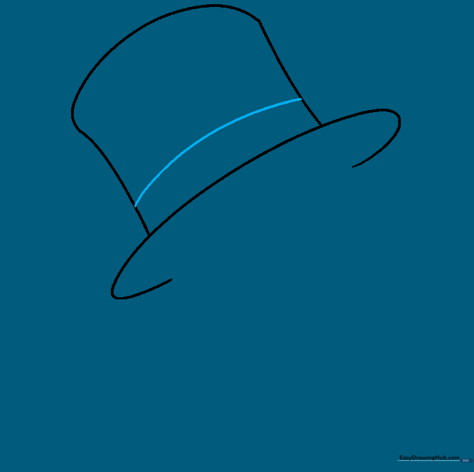 Drawing a horizontal curved line to create the hatband detail.