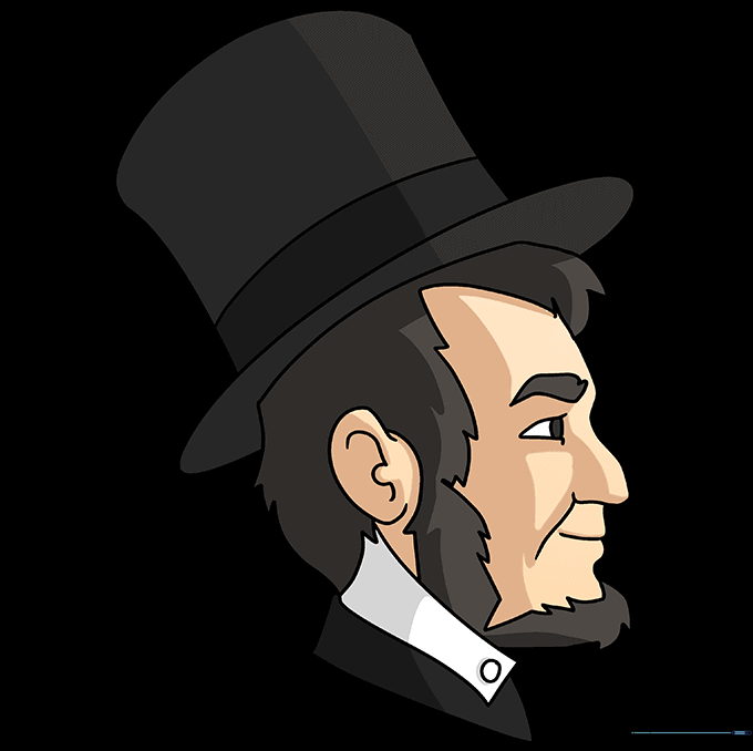 The finished, colored portrait of Abraham Lincoln.
