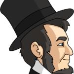 A completed, colorful cartoon illustration of Abraham Lincoln wearing his iconic top hat.