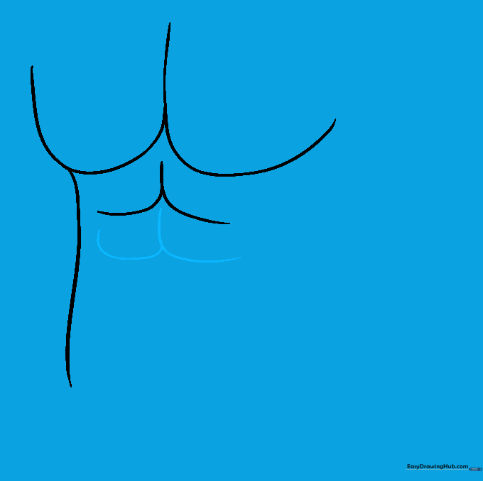 Two overlapping curved lines forming the middle abdominal muscle blocks.