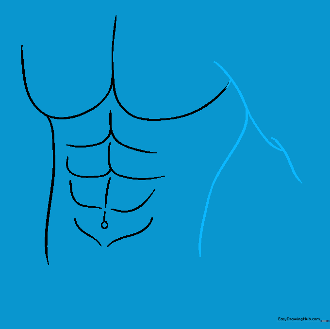 Lines added to the sides to define the arm connection and the full torso outline.