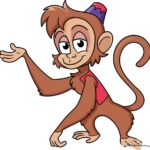 A finished, colorful drawing of Abu from Aladdin standing in a cheerful pose.