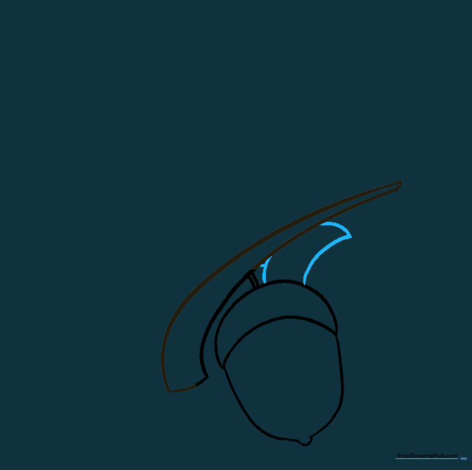 Second overlapping acorn cap added to the twig
