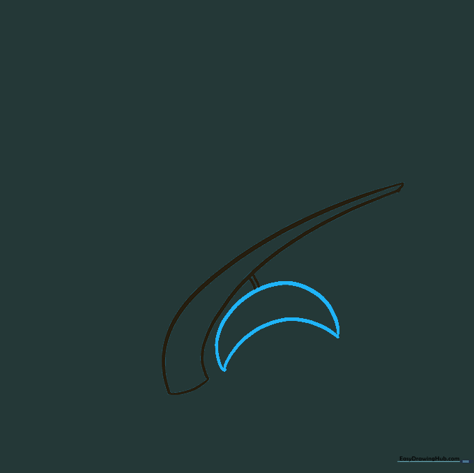 Crescent moon shape representing the acorn cap
