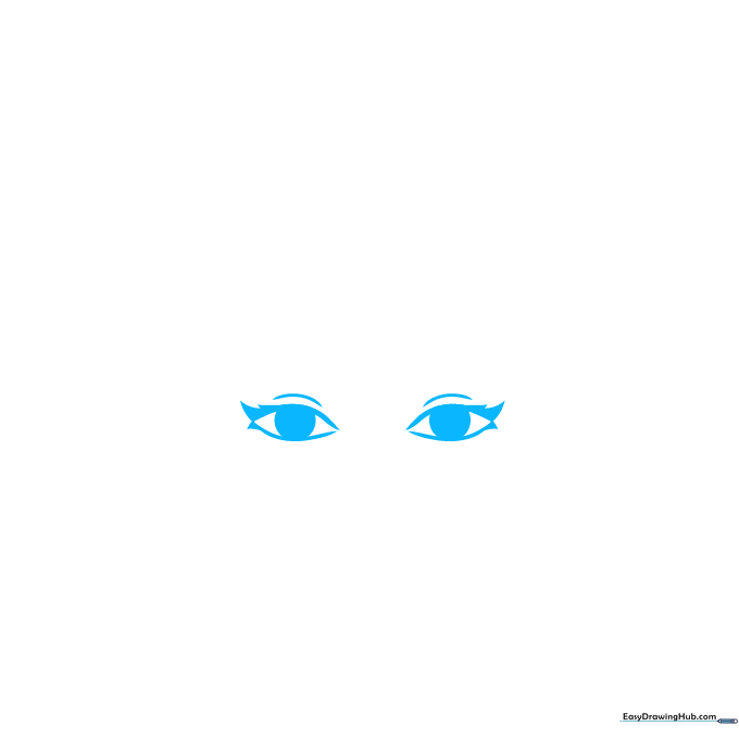 Detailed sketch of two eyes with eyelashes and pupils on a white background.