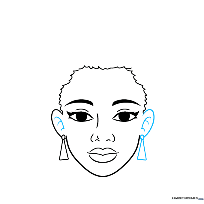 Sketch showing both ears added to the head shape.