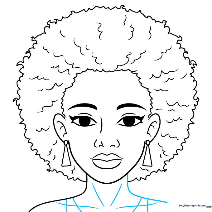 The final line art of the portrait including shoulders and clothing details.