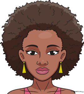 A vibrant, finished portrait featuring a character with a stylish afro hairstyle.