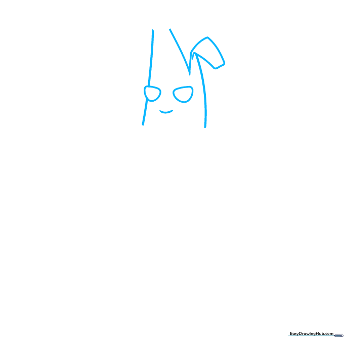 Sketching the banana head, facial features, and the top of the banana peel for Agent Peely.