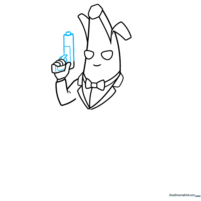 Refining the weapon shape into an L-shaped gun with barrel details.