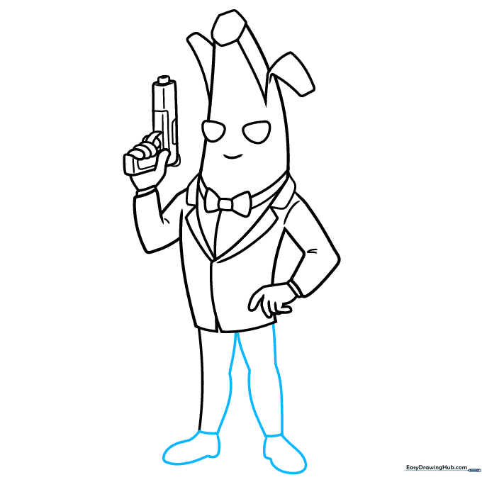 Completing the pant legs and adding the shoe shapes at the bottom.