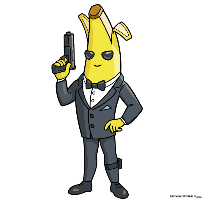 The final colored version of Agent Peely from Fortnite.