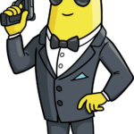 Full-body illustration of Agent Peely from Fortnite, ready for coloring.