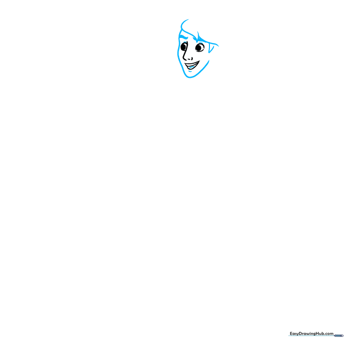 Aladdin's face outline with expressive eyebrows and jawline.
