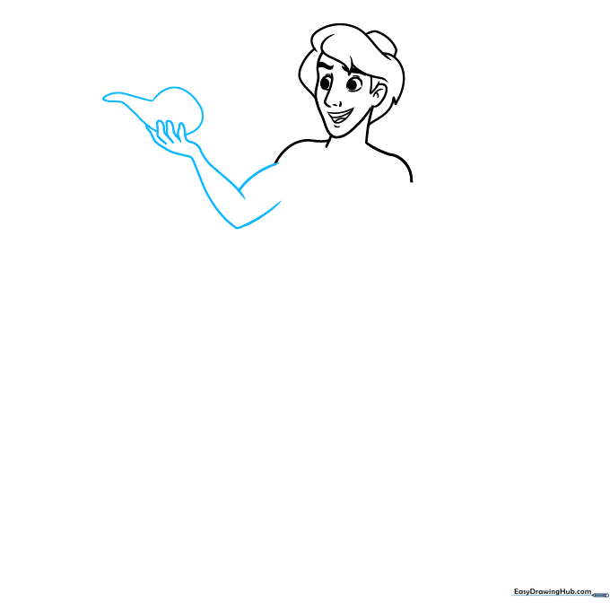Adding the arm and the magic lamp to the drawing.