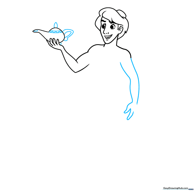 Refining the magic lamp details with handle and spout.
