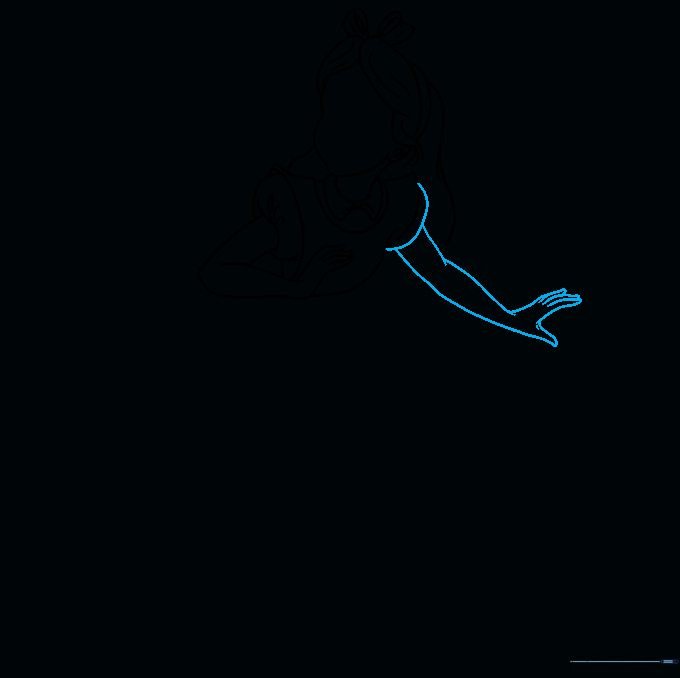 Drawing of Alice's second arm and hand with simple finger shapes.