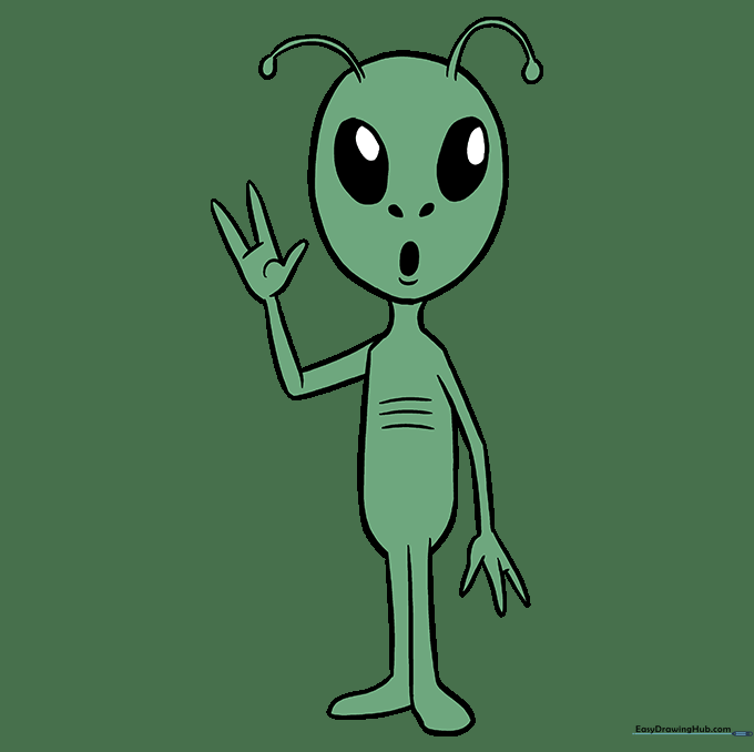 A fully colored, friendly-looking alien character.