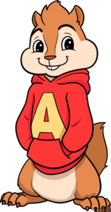 A colorful, finished drawing of Alvin the Chipmunk, serving as the final goal for the tutorial.