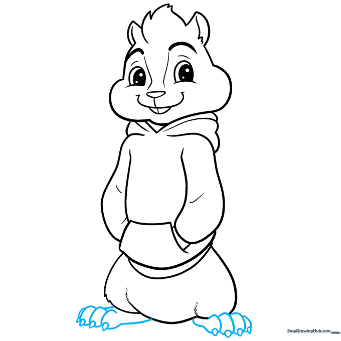 Detailing the feet with toes and small triangular claws.