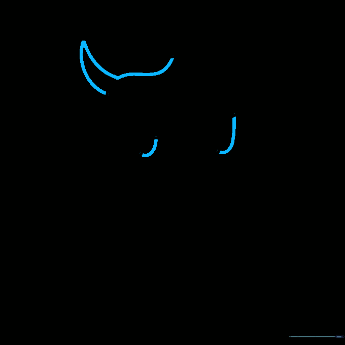 Completing the Doggy pet body outline with legs and a sharp tail.