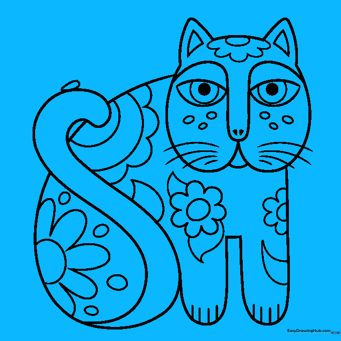 Finalizing the outline with a butterfly wing motif.