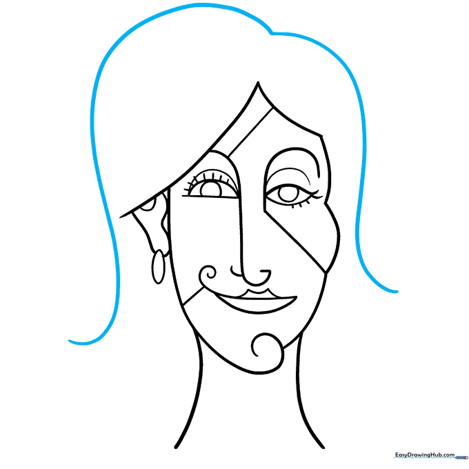 Adding large curved shapes to the top of the head for hair volume.