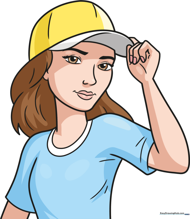 A vibrant, finished illustration of a stylish aesthetic girl wearing a baseball cap.